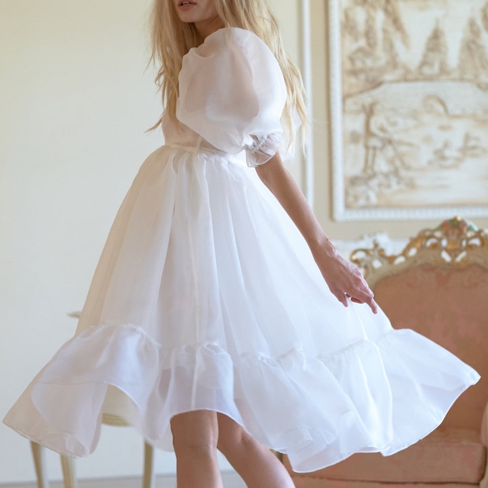 Selkie The Ivory French Puff Dress in White - Picture 2 of 10